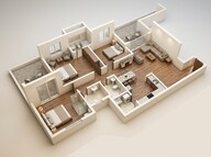 Floor plan of 3 BHK 1671 Sq. Ft. Apartment in Arvind Skycrest, Bangalore