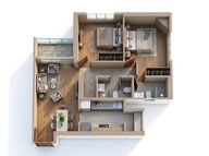 Floor plan of 2 BHK 725 Sq. Ft. Apartment in Runwal Meadows, Mumbai