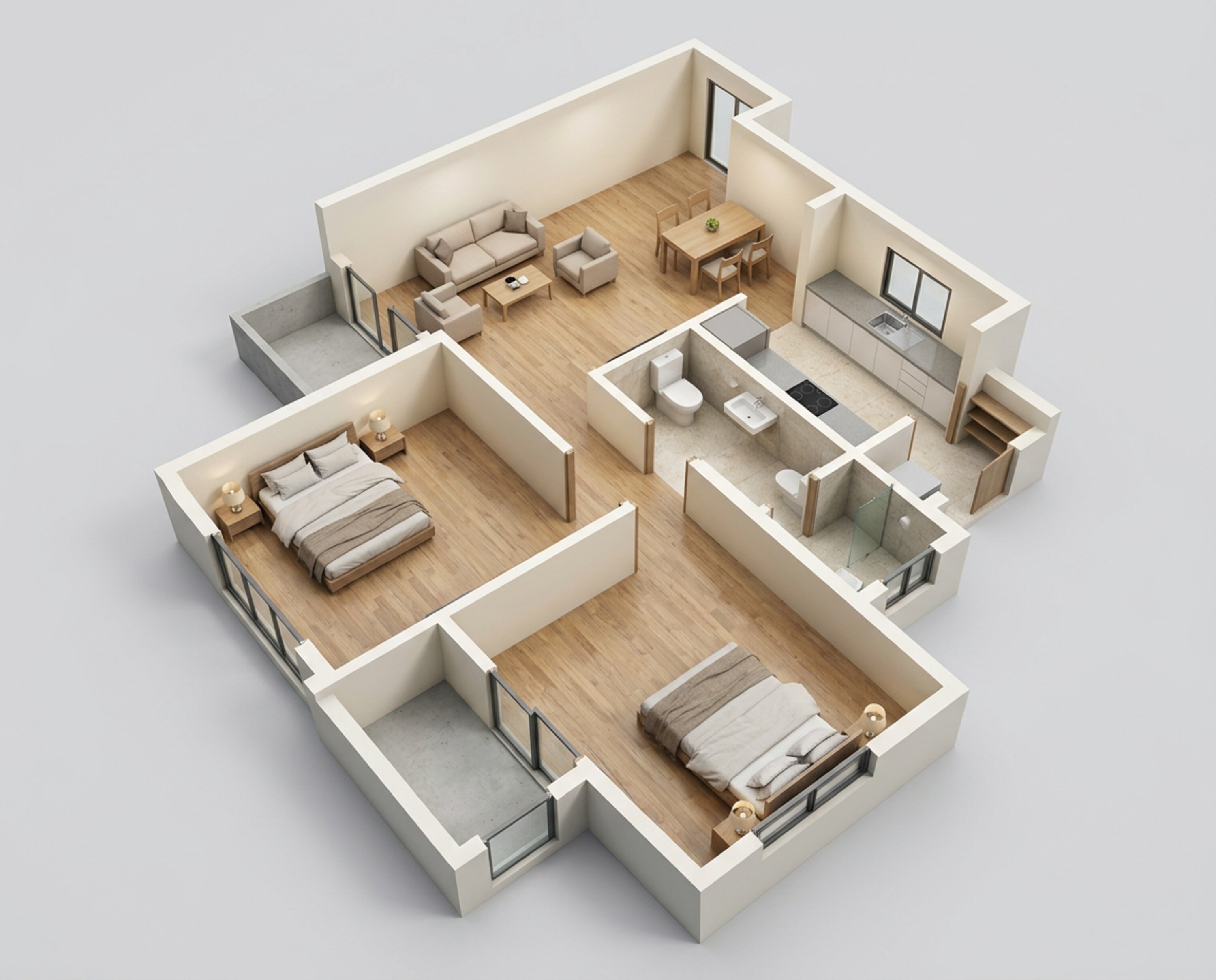 Floor plan of 3 BHK Apartment - 1254 sq. ft. in Runwal Meadows, Mumbai