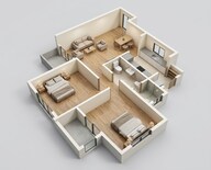Floor plan of 3 BHK 1254 Sq. Ft. Apartment in Runwal Meadows, Mumbai
