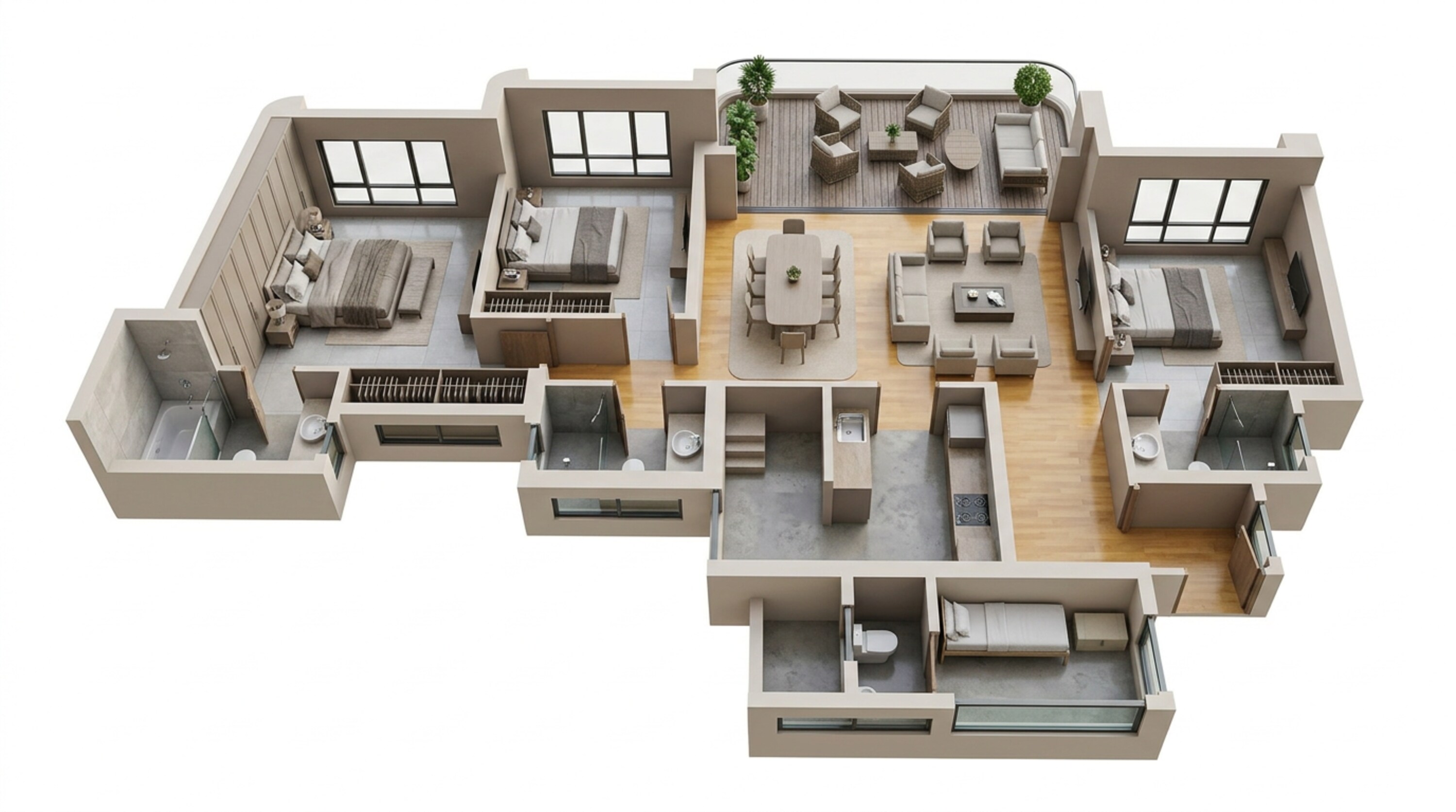 Floor plan of 3 BHK 1436 Sq. Ft. Apartment in Lodha Aureus, Mumbai