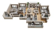 Floor plan of 3 BHK 1436 Sq. Ft. Apartment in Lodha Aureus, Mumbai