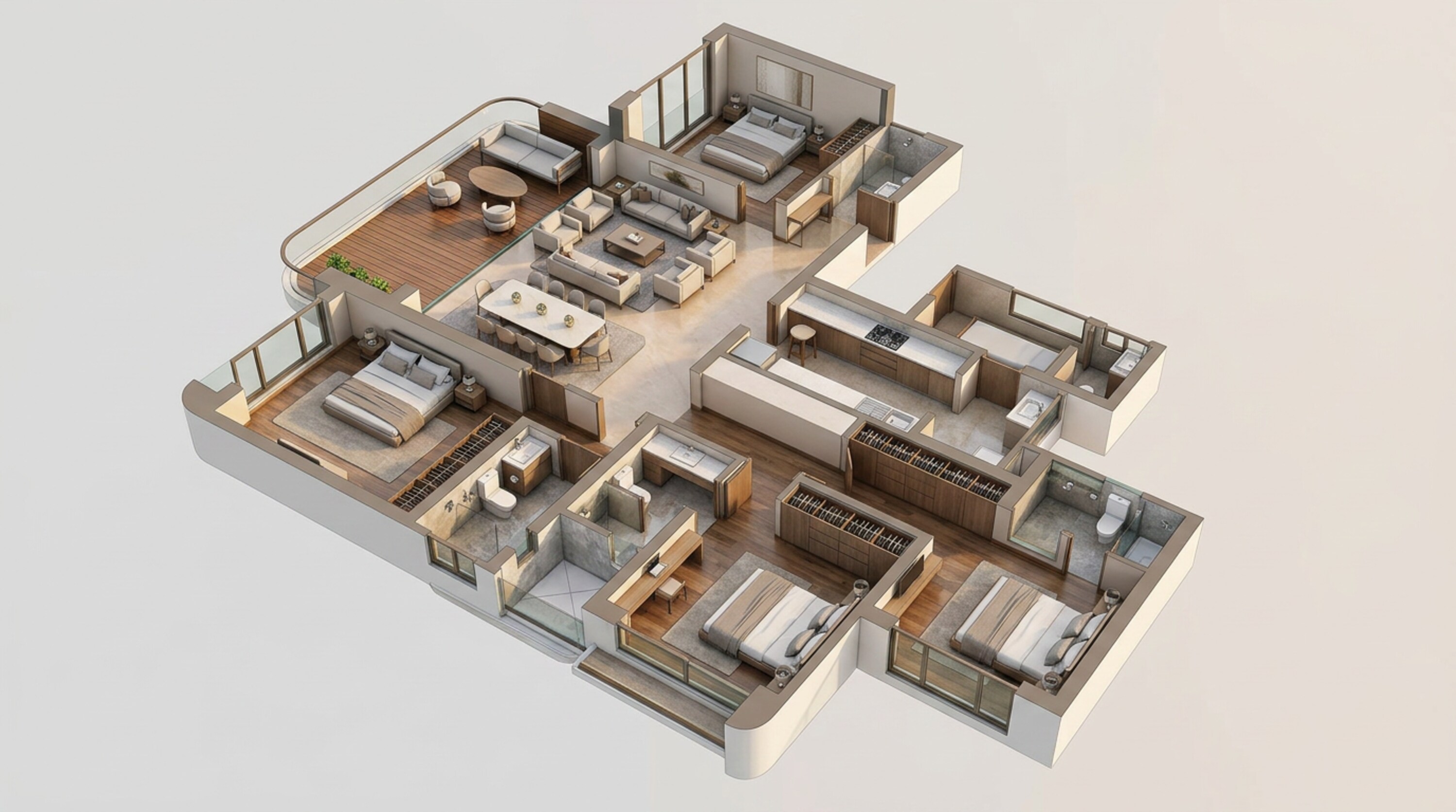 Floor plan of 4 BHK 1736 Sq. Ft. Apartment in Lodha Aureus, Mumbai