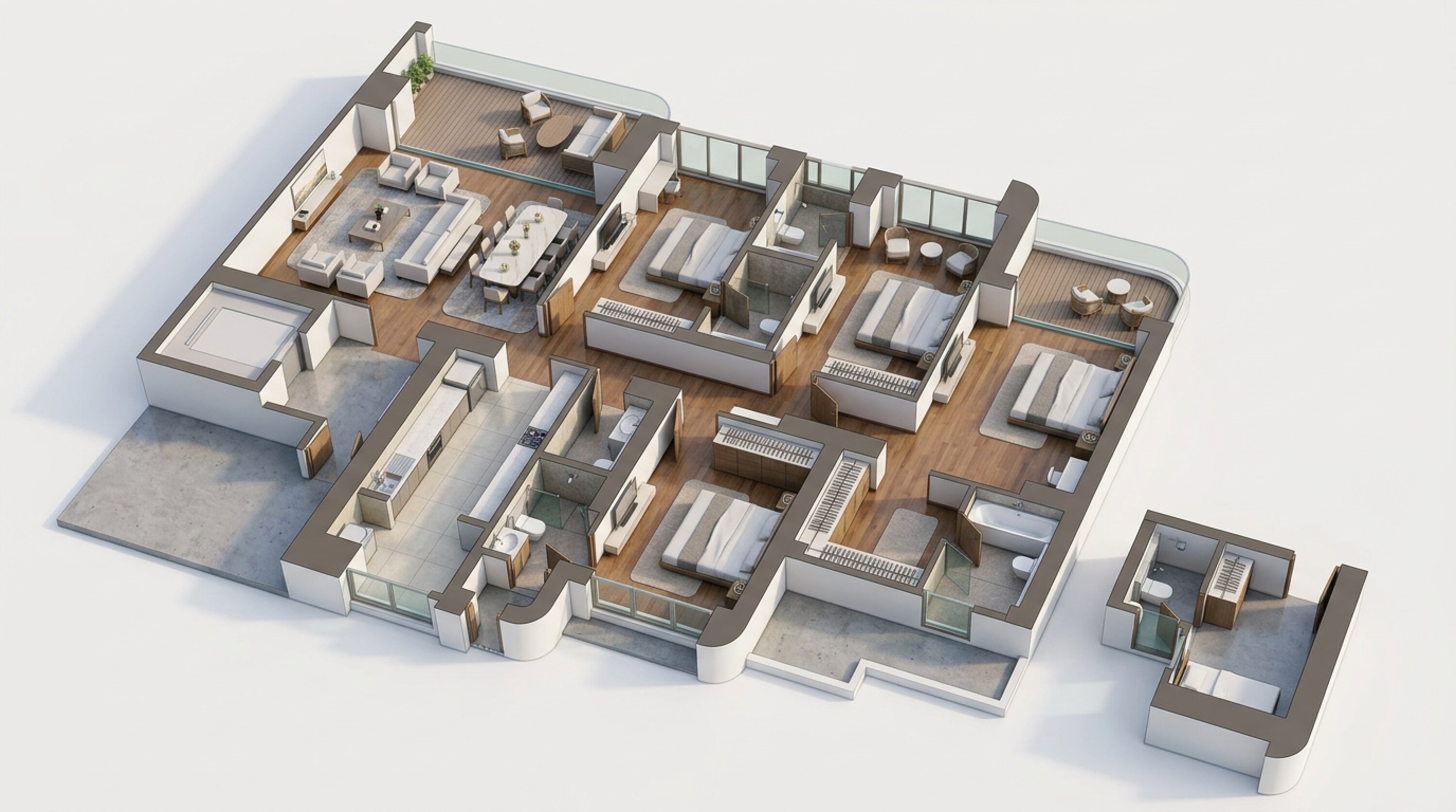 Floor plan of 4 BHK 2343 Sq. Ft. Apartment in Lodha Aureus, Mumbai