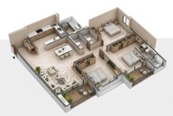 Floor plan of 3 BHK 1275 Sq. Ft. Apartment in Shapoorji Pallonji Everra, Pune