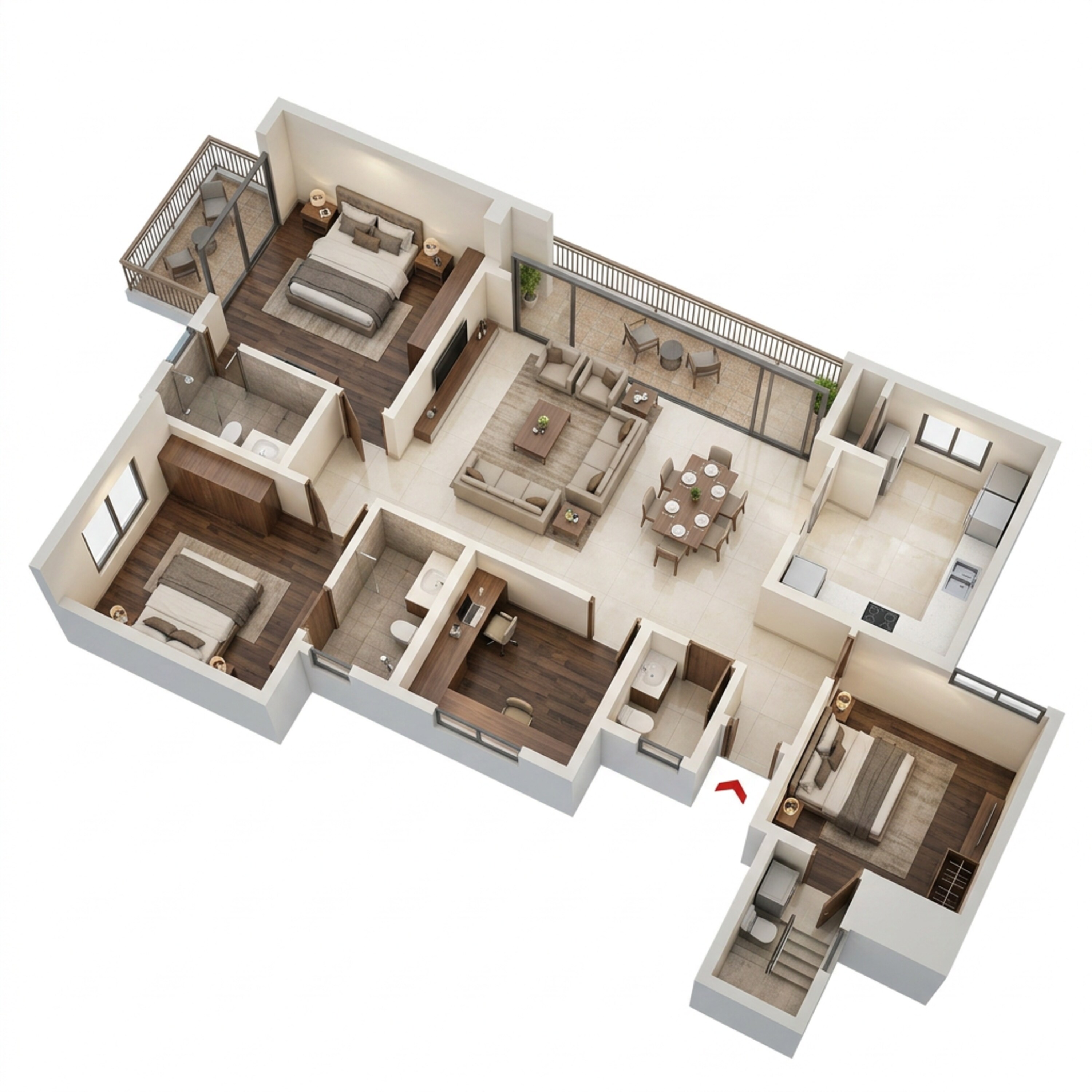 Floor plan of 3 BHK 2013 Sq. Ft. Apartment in Brigade Belvedere, Bangalore