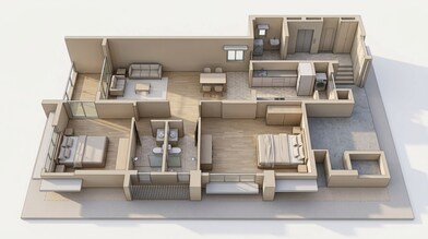 Floor plan of 2 BHK 892 Sq. Ft. Apartment in Kumar The Presidence, Mumbai