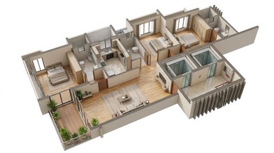 Floor plan of 3 BHK 1022 Sq. Ft. Apartment in Kumar The Presidence, Mumbai