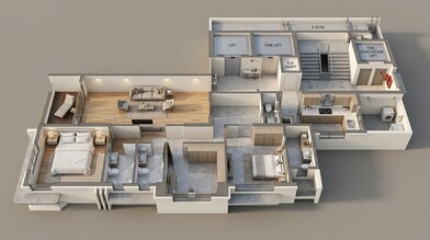 Floor plan of 3 BHK 1091 Sq. Ft. Apartment in Kumar The Presidence, Mumbai