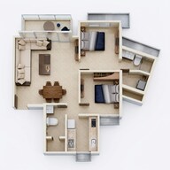 Floor plan of 2 BHK 804 Sq. Ft. Apartment in Heritage Lakeside, Mumbai