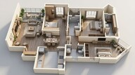 Floor plan of 3 BHK 1144 Sq. Ft. Apartment in Vilas Javdekar Palladio Balewadi RiverFront, Pune