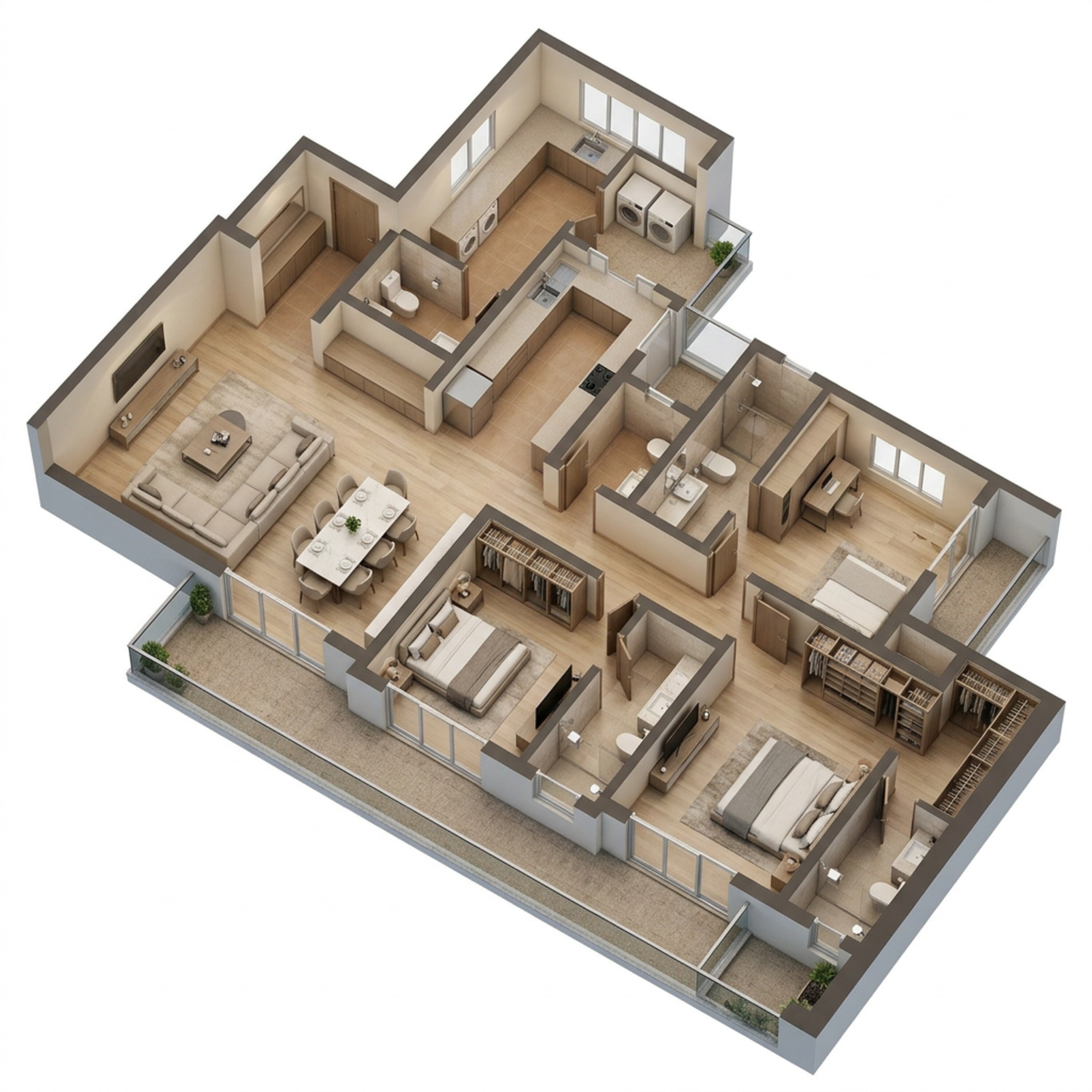 Floor plan of 3 BHK 2634 Sq. Ft. Apartment in Sobha Crescent, Gurgaon