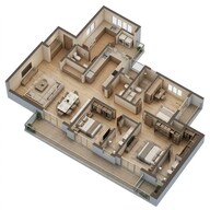 Floor plan of 3 BHK 2634 Sq. Ft. Apartment in Sobha Crescent, Gurgaon