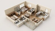 Floor plan of 2 BHK 1281 Sq. Ft. Apartment in Prestige Golden Grove, Hyderabad