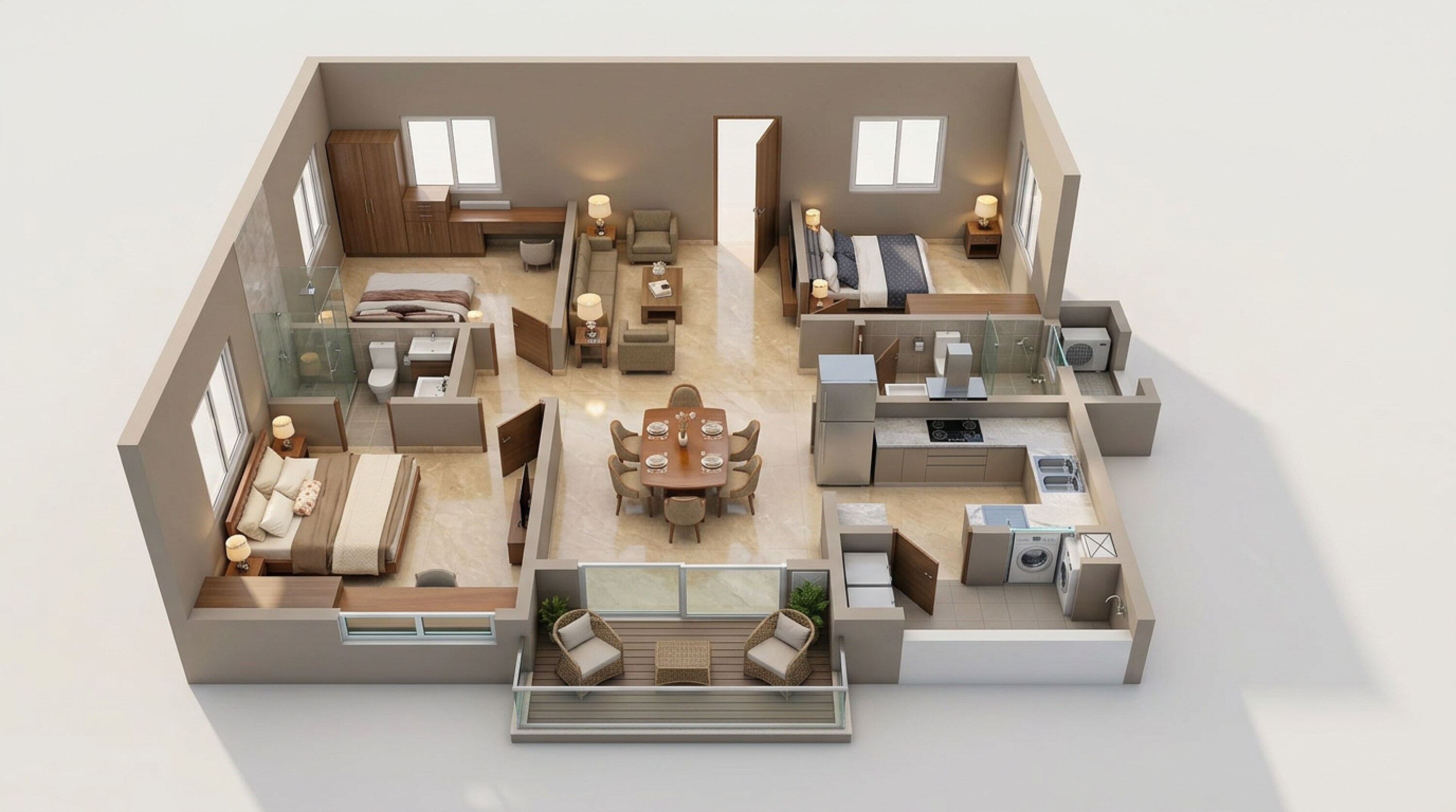 Floor plan of 3 BHK 1516 Sq. Ft. Apartment in Prestige Golden Grove, Hyderabad