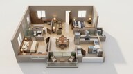 Floor plan of 3 BHK 1516 Sq. Ft. Apartment in Prestige Golden Grove, Hyderabad