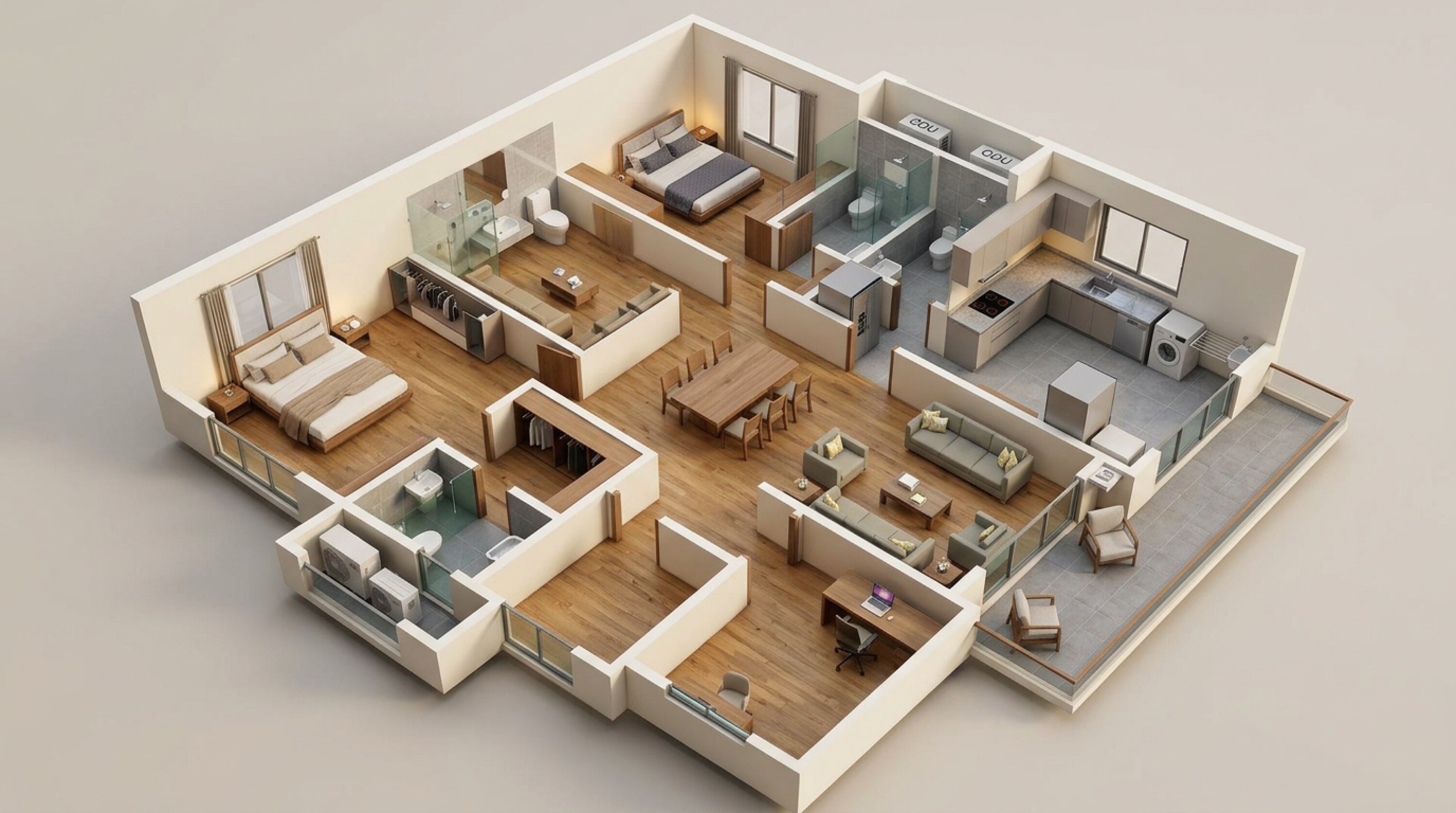 Floor plan of 3 BHK 2462 Sq. Ft. Apartment in Prestige Golden Grove, Hyderabad