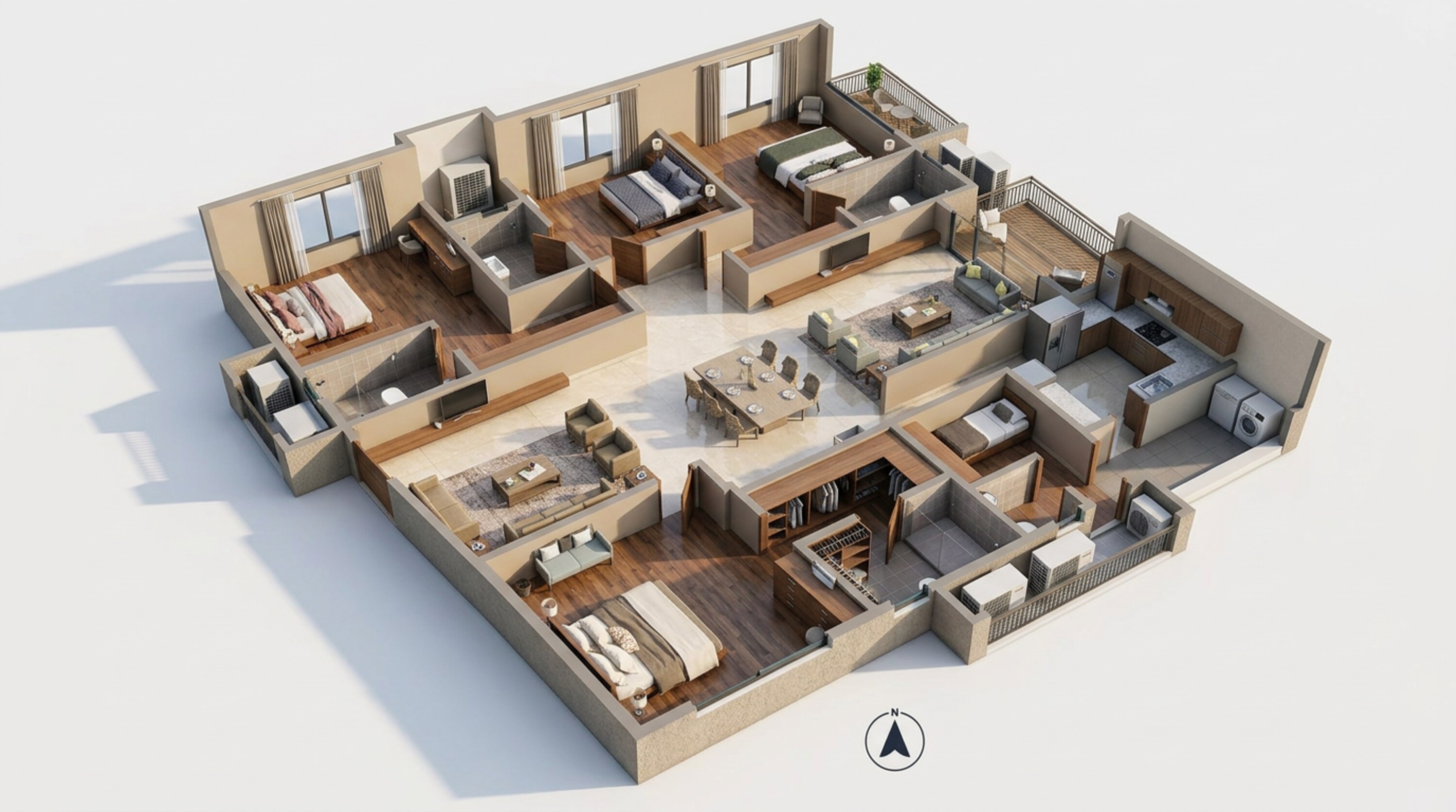 Floor plan of 4 BHK 3013 Sq. Ft. Apartment in Prestige Golden Grove, Hyderabad
