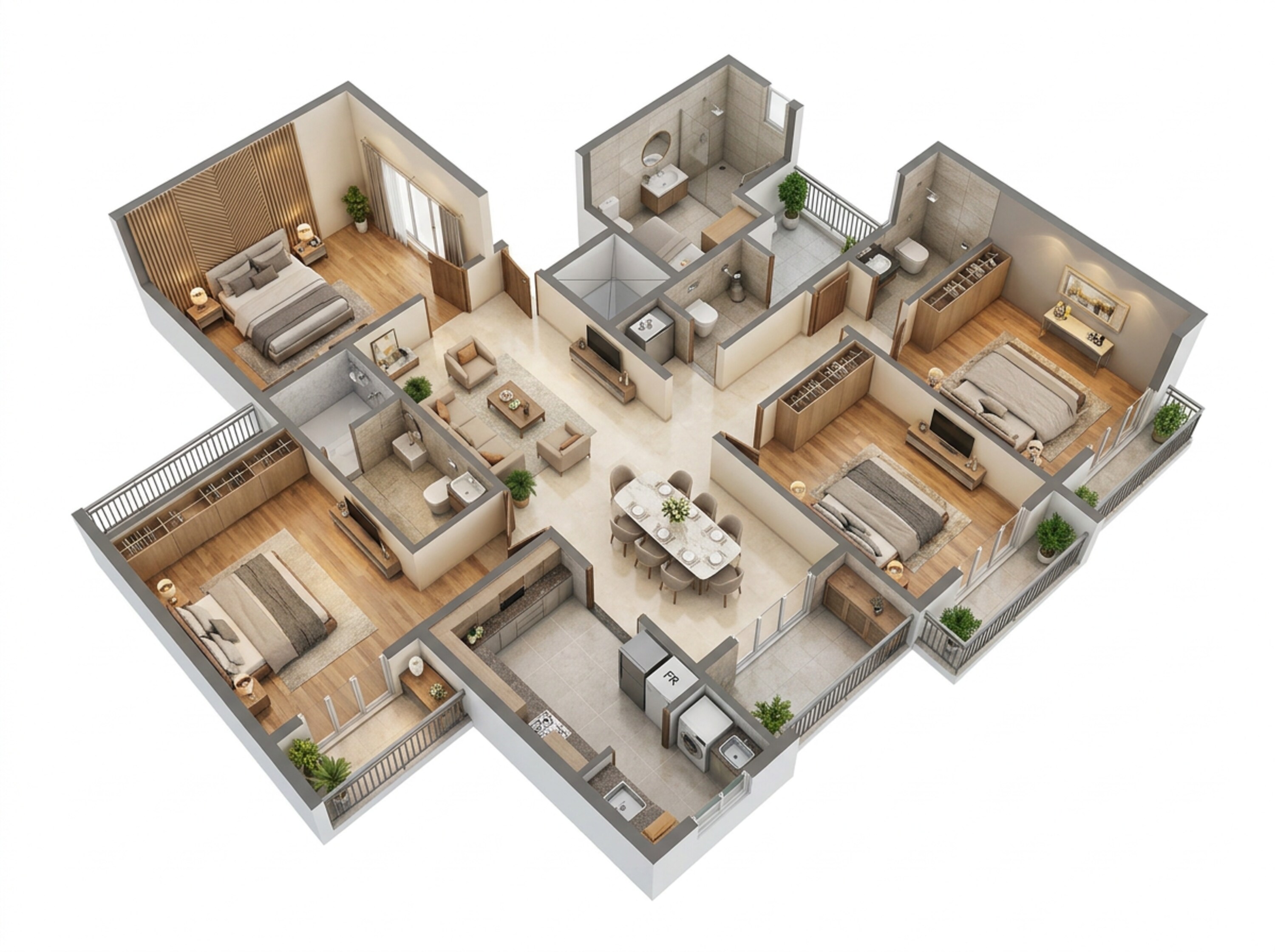Floor plan of 3 BHK 2123 Sq. Ft. Apartment in TVS Emerald Altura, Bangalore