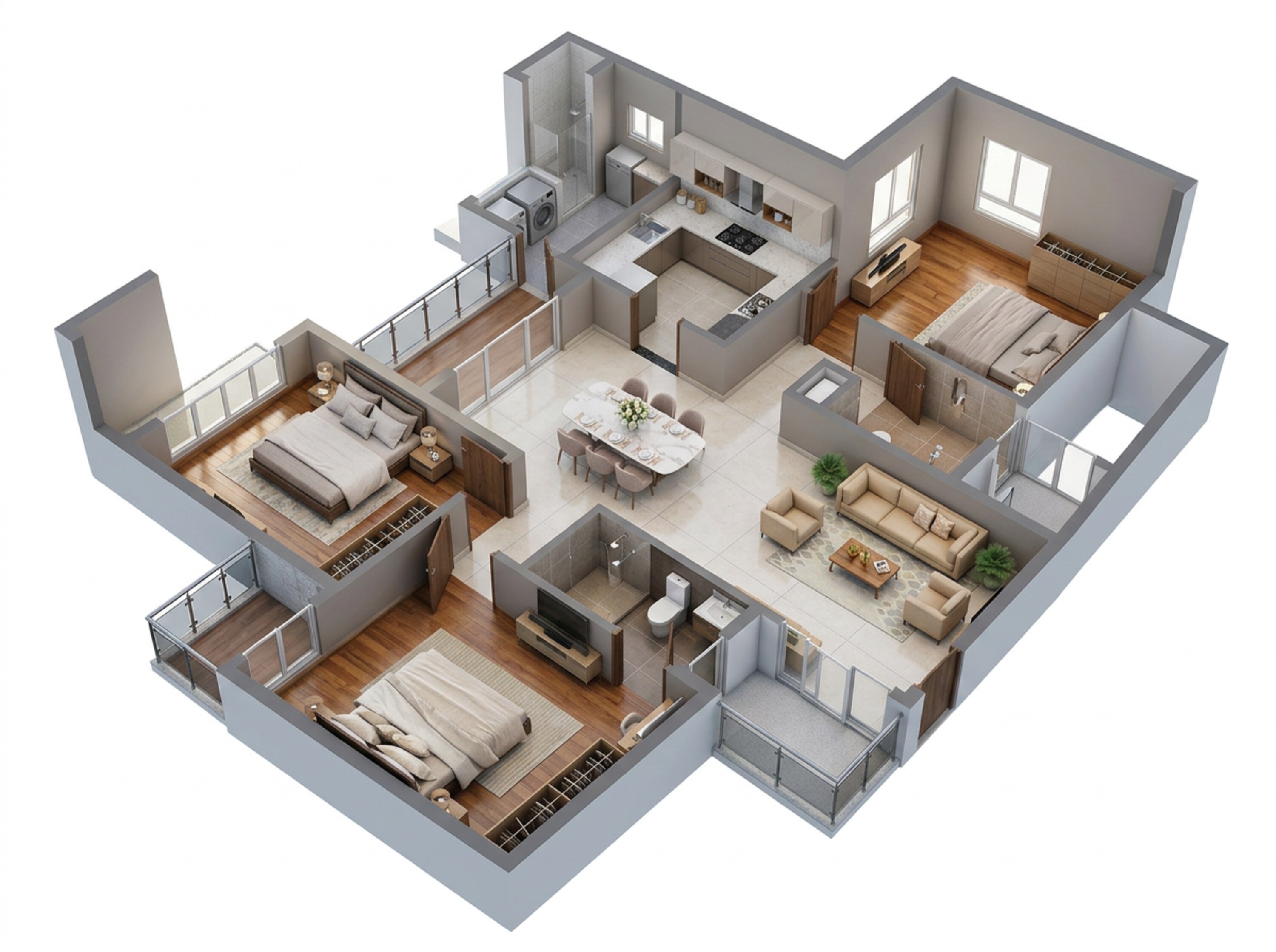 Floor plan of 3 BHK 1558 Sq. Ft. Apartment in TVS Emerald Altura, Bangalore