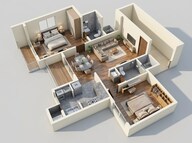 Floor plan of 2 BHK 1227 Sq. Ft. Apartment in TVS Emerald Altura, Bangalore