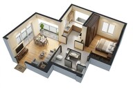 Floor plan of 1 BHK 430 Sq. Ft. Apartment in Puraniks Rahayu, Thane
