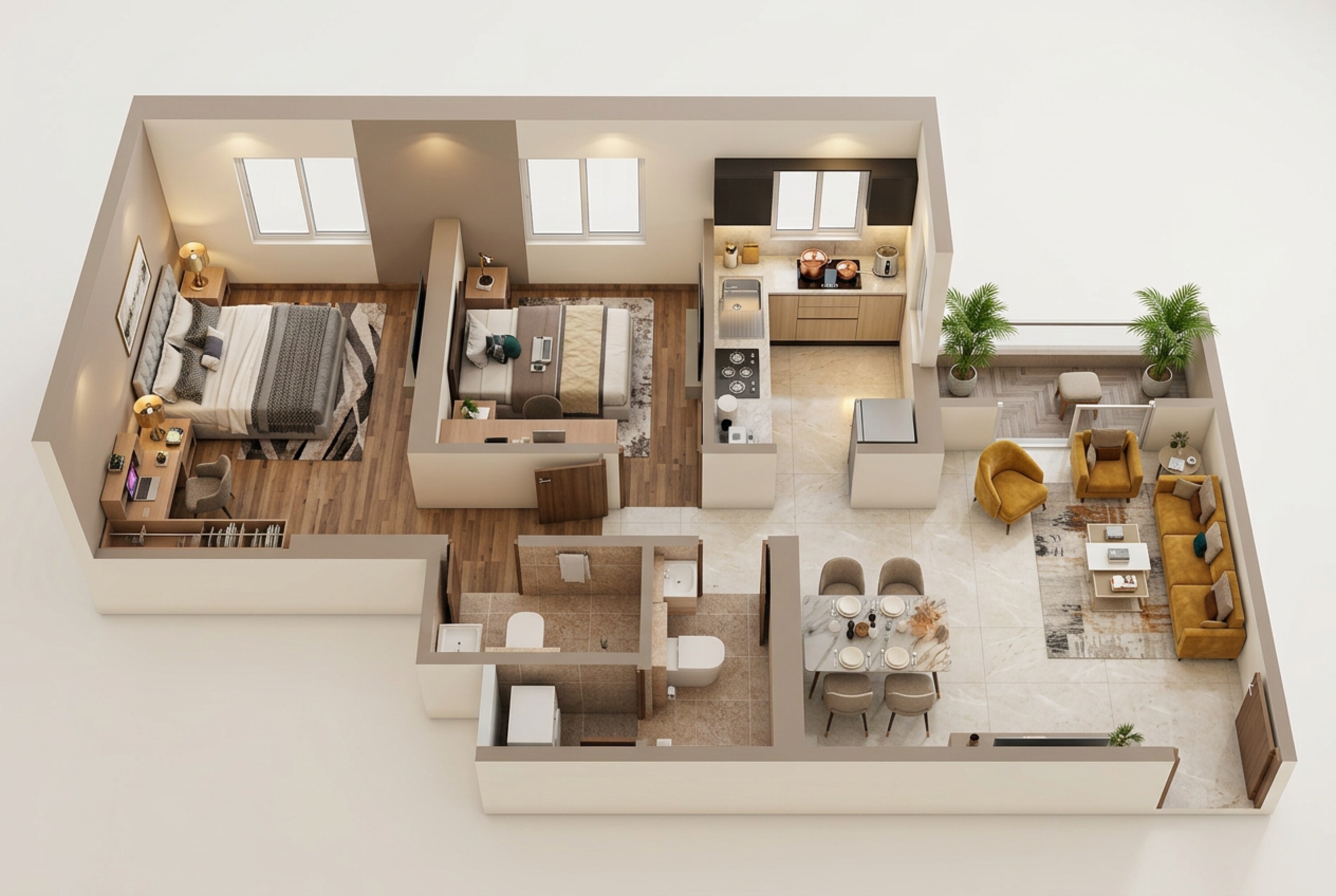 Floor plan of 2 BHK 720 Sq. Ft. Apartment in Puraniks Rahayu, Thane