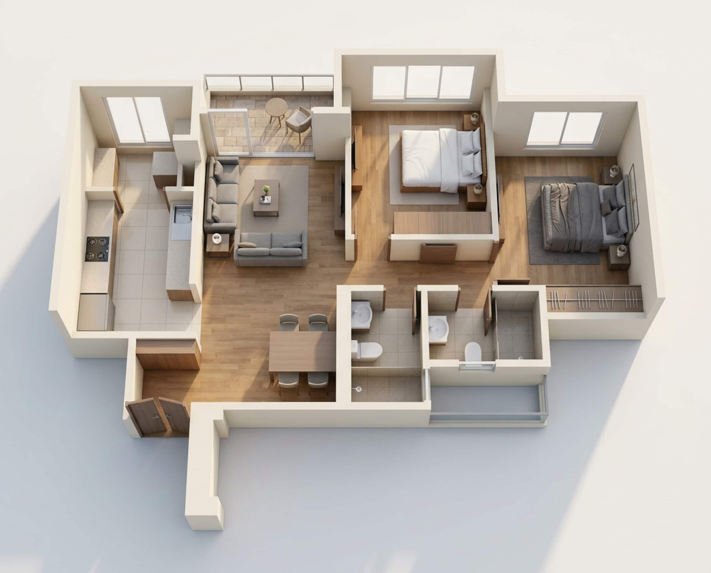 Floor plan of 2 BHK 790 Sq. Ft. Apartment in LnT Crestoria Estate, Navi Mumbai