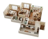 Floor plan of 2 BHK 855 Sq. Ft. Apartment in LnT Crestoria Estate, Navi Mumbai