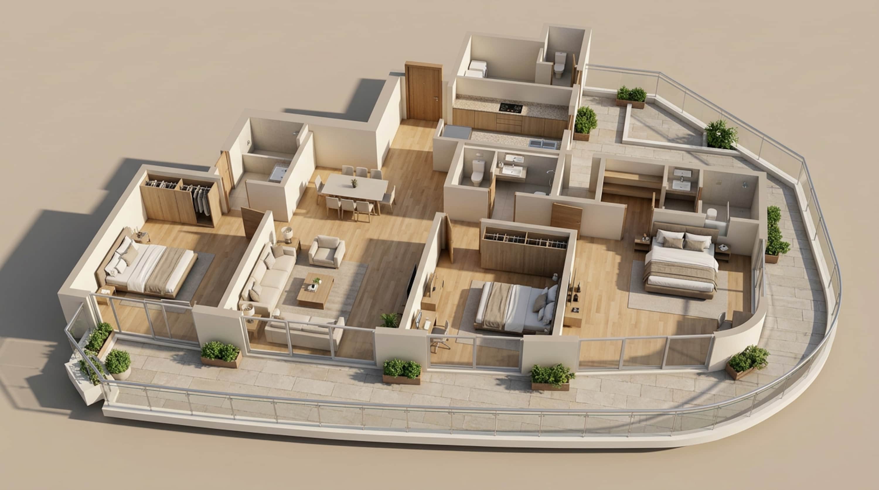 Floor plan of 3 BHK 2450 Sq. Ft. Apartment in Eldeco Terra And Sol, Gurgaon
