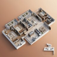 Floor plan of 3 BHK 2050 Sq. Ft. Apartment in Signature Global Tonino Lamborghini Residences, Gurgaon