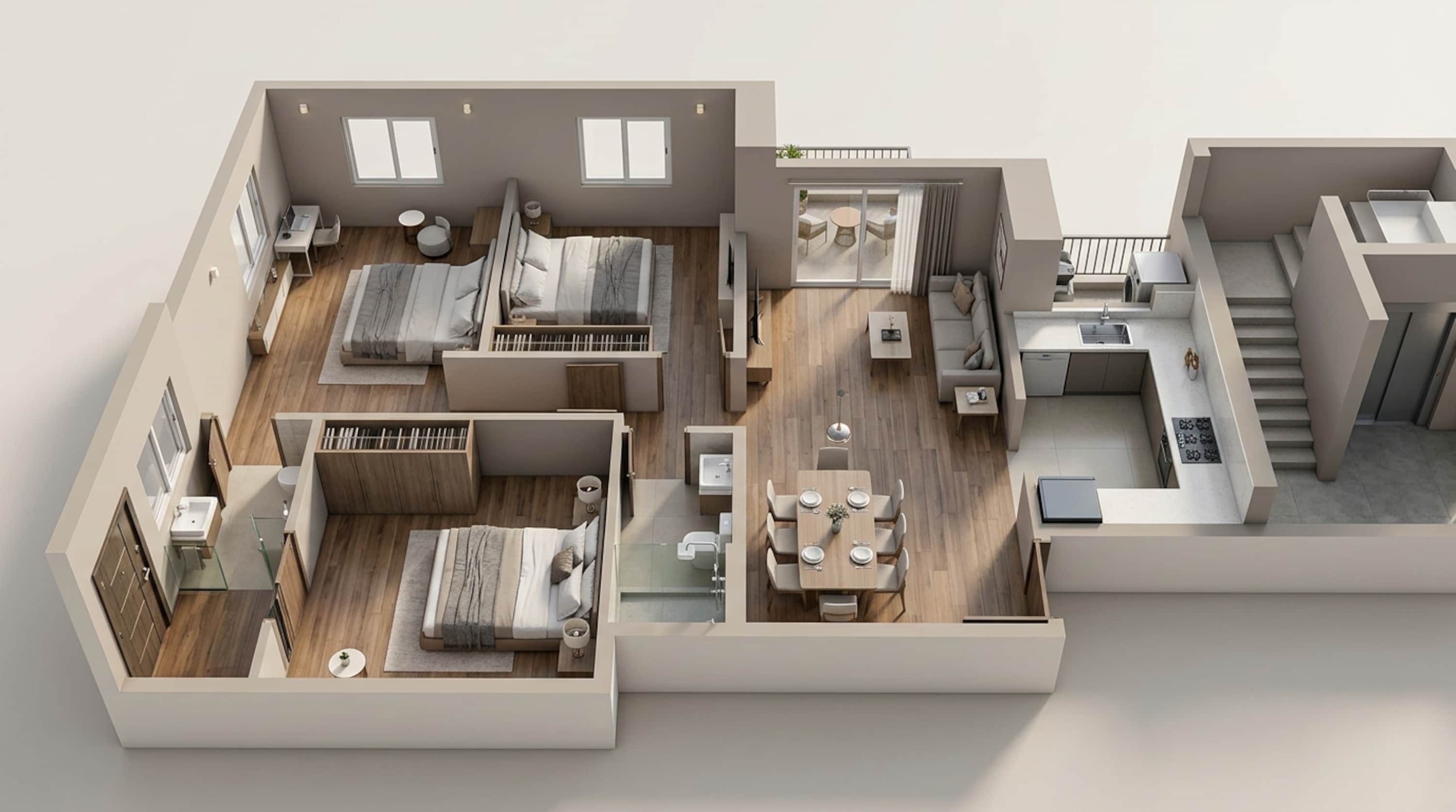 Floor plan of 2 BHK 656 Sq. Ft. Apartment in Marathon Nexzone Nirvana, Navi Mumbai