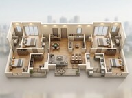 Floor plan of 3 BHK 1076 Sq. Ft. Apartment in Marathon Nexzone Nirvana, Navi Mumbai