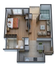 Floor plan of 1 BHK 426 Sq. Ft. Apartment in Purva Silversands, Pune