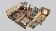 Floor plan of 1 BHK 523 Sq. Ft. Apartment in Gaur Aero Heights, Ghaziabad