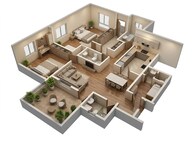 Floor plan of 3 BHK 1169 Sq. Ft. Apartment in Mahindra BeaconHill, Mumbai