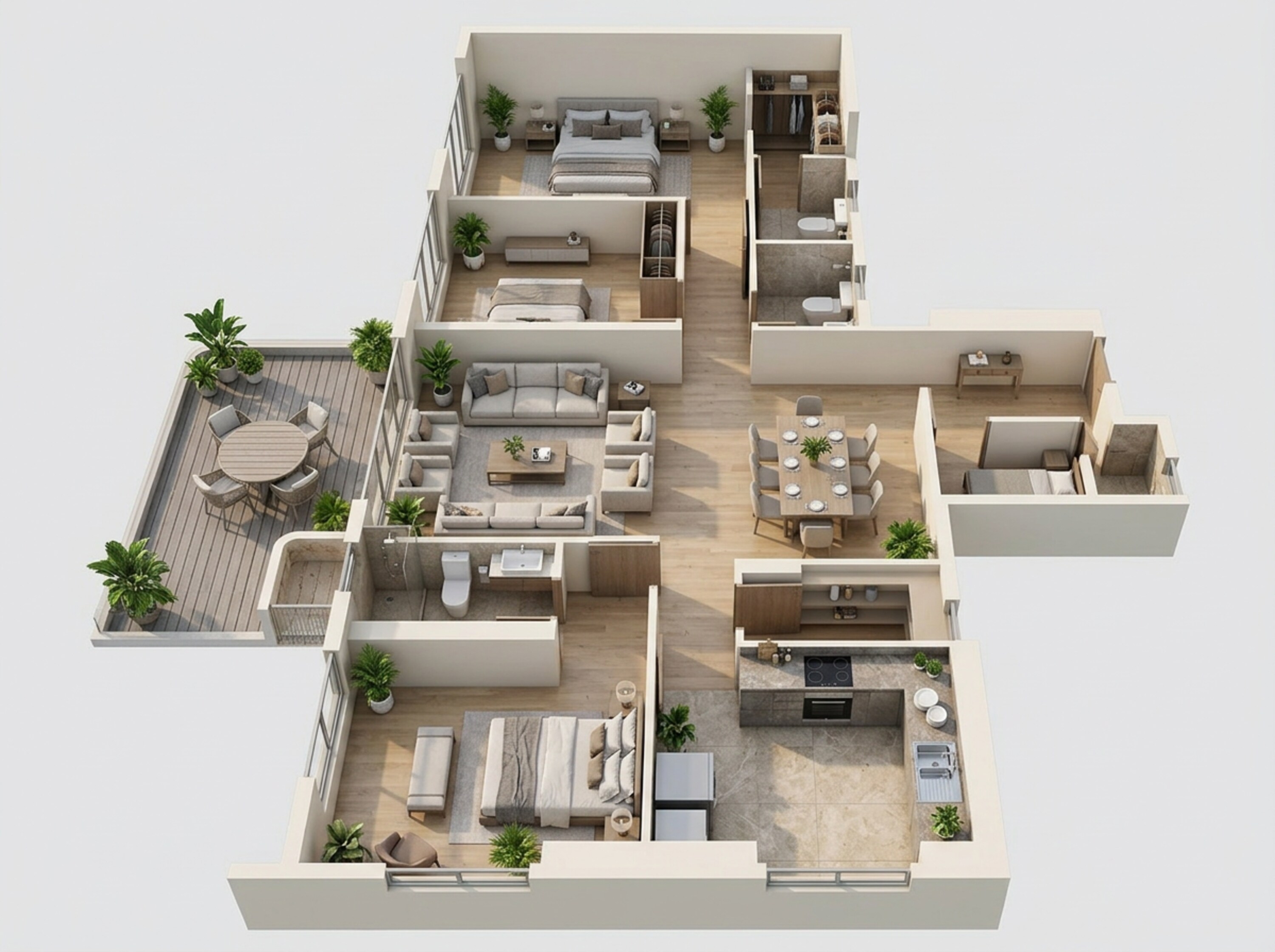 Floor plan of 3 BHK 1528 Sq. Ft. Apartment in Mahindra BeaconHill, Mumbai