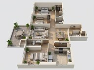 Floor plan of 3 BHK 1528 Sq. Ft. Apartment in Mahindra BeaconHill, Mumbai