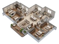 Floor plan of 4 BHK 1661 Sq. Ft. Apartment in Mahindra BeaconHill, Mumbai