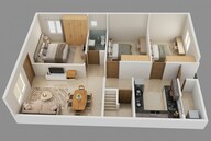 Floor plan of 3 BHK 1378 Sq. Ft. Apartment in DS Max Sky Sukhino, Bangalore