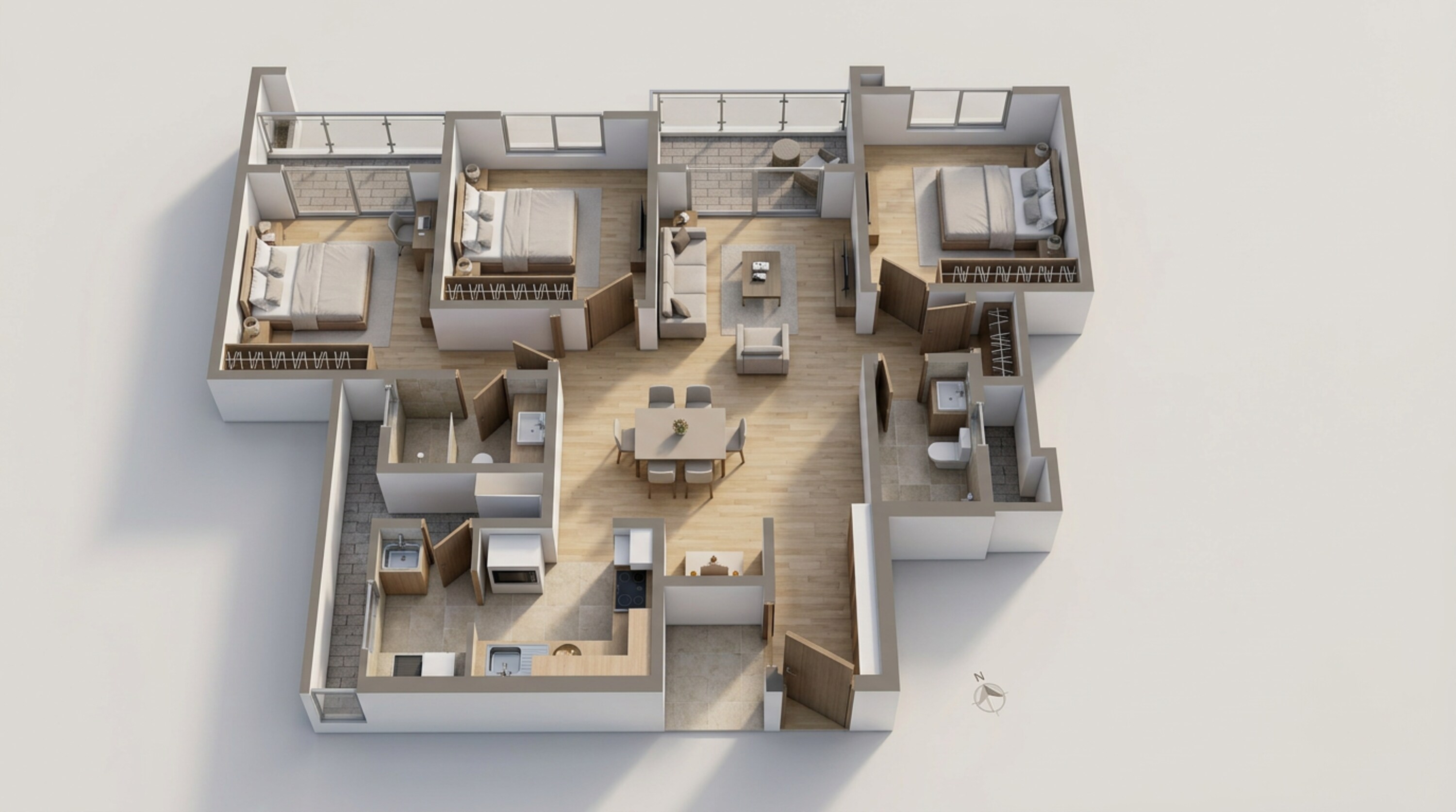 Floor plan of 3 BHK 1662 Sq. Ft. Apartment in Godrej Vanantara, Bangalore