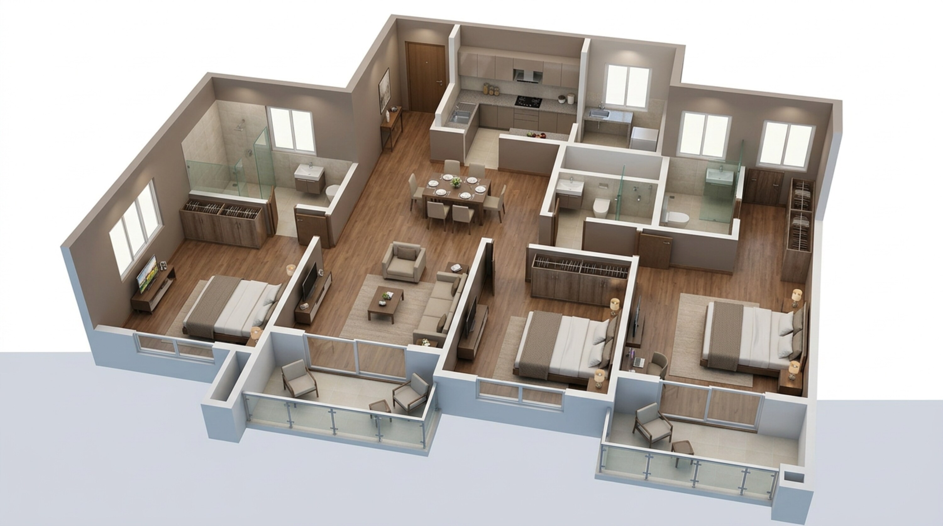 Floor plan of 3 BHK 1977 Sq. Ft. Apartment in Godrej Vanantara, Bangalore