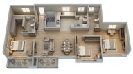 Floor plan of 2 BHK 1452 Sq. Ft. Apartment in Abhee City Urban Glenn, Bangalore