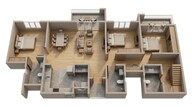 Floor plan of 3 BHK 1557 Sq. Ft. Apartment in Abhee City Urban Glenn, Bangalore
