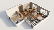 Floor plan of 1 BHK 734 Sq. Ft. Apartment in Sobha One Residences, Bangalore