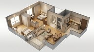 Floor plan of 2 BHK 1063 Sq. Ft. Apartment in Sobha One Residences, Bangalore