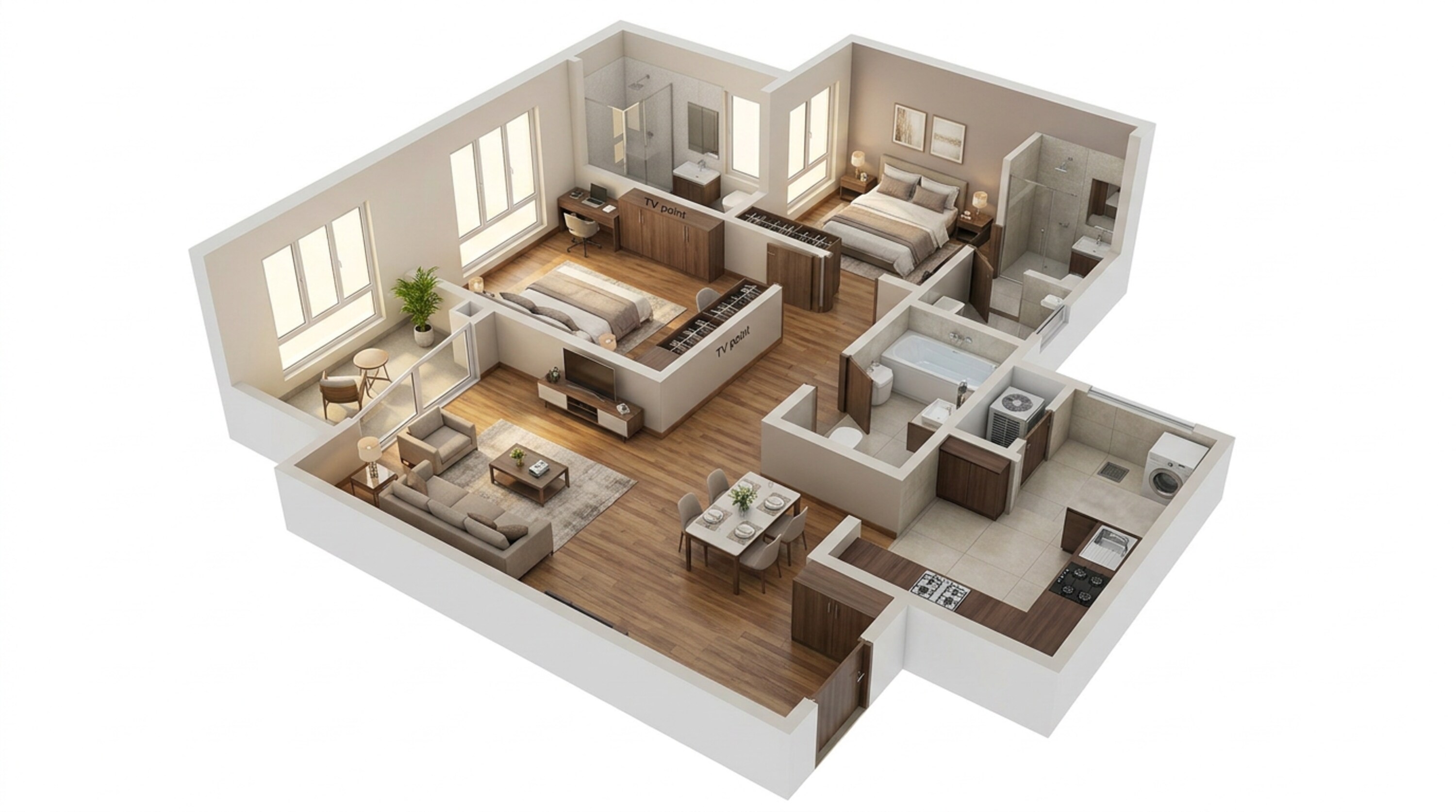 Floor plan of 2 BHK 1204 Sq. Ft. Apartment in Sobha One Residences, Bangalore