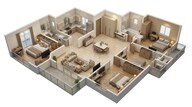 Floor plan of 4 BHK 2096 Sq. Ft. Apartment in Sobha One Residences, Bangalore
