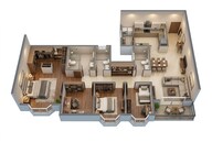 Floor plan of 2 BHK 1371 Sq. Ft. Apartment in Bhartiya Garden Enclave Nikoo Homes 8, Bangalore