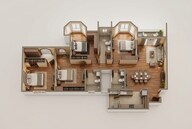 Floor plan of 3 BHK 1730 Sq. Ft. Apartment in Bhartiya Garden Enclave Nikoo Homes 8, Bangalore